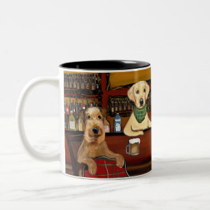 AIREDALE TERRIER  & FRIENDS       Two-Tone COFFEE MUG