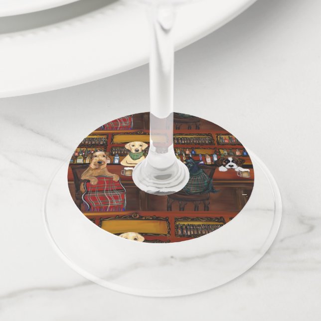  AIREDALE TERRIER  & FRIENDS       WINE GLASS TAG (Close Up)