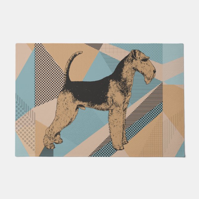 Airedale Terrier Geometric Abstract Doormat (Front)