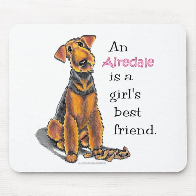 Airedale Terrier Girls Best Friend Mouse Mat (Front)