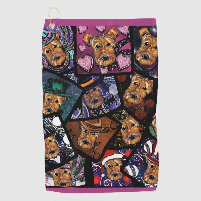 AIREDALE   TERRIER      GOLF TOWEL (Front)