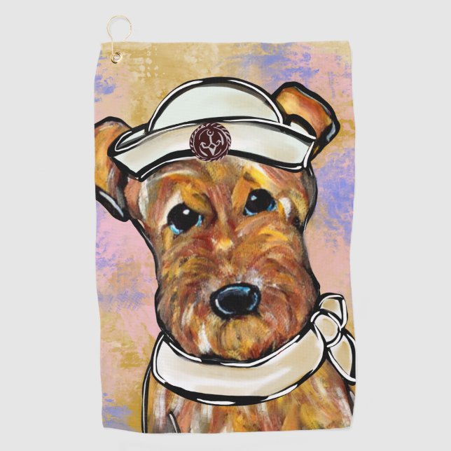 AIREDALE TERRIER   GOLF TOWEL (Front)