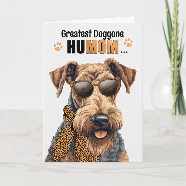 Airedale Terrier Greatest HuMOM Mother's Day Holiday Card (Front)