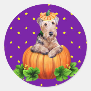 Airedale Terrier Halloween Dale-O-Lantern Classic Round Sticker