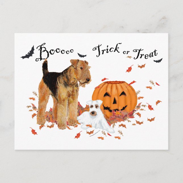 Airedale Terrier Halloween Postcard (Front)