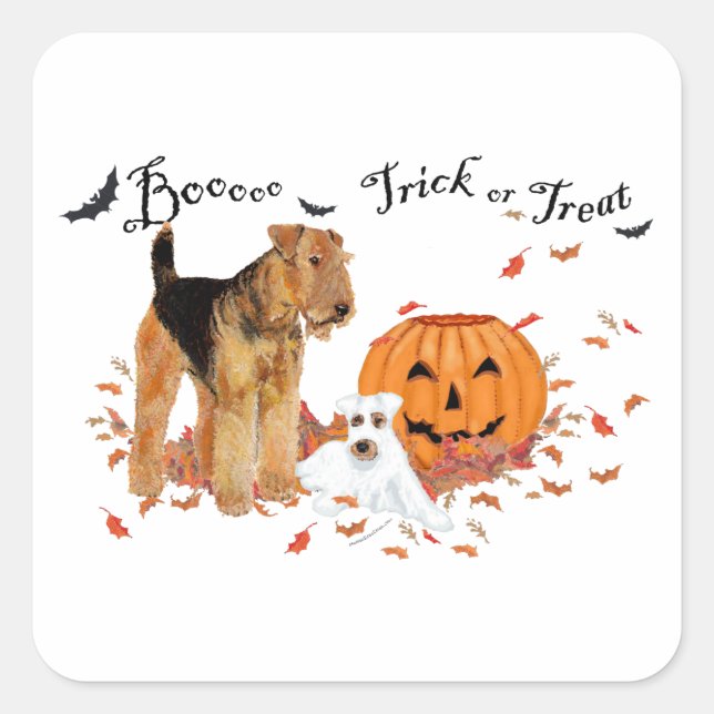 Airedale Terrier Halloween Square Sticker (Front)