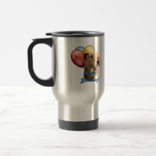 Airedale Terrier Happy Birthday Balloon Travel Mug
