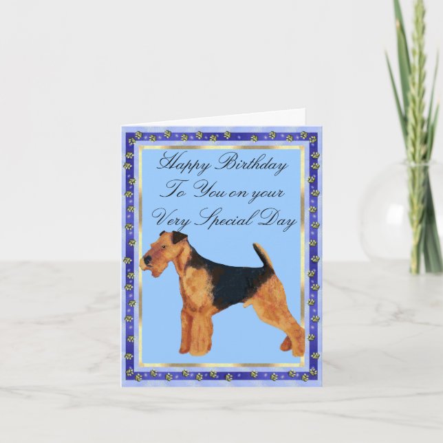 Airedale Terrier Happy Birthday Card (Front)