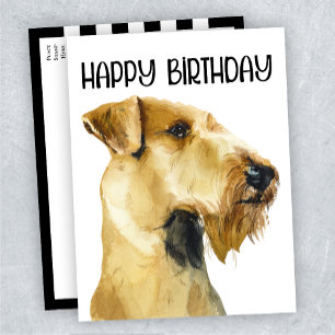 Airedale Terrier Happy Birthday Watercolor Dog Postcard