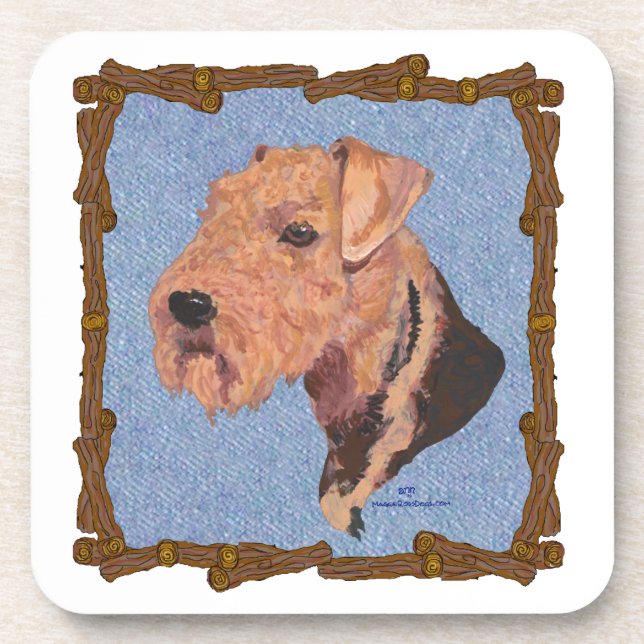 Airedale Terrier Head Study Coaster (Front)