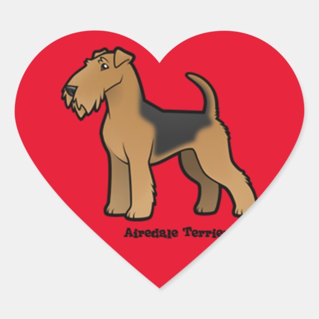 airedale terrier heart sticker (Front)