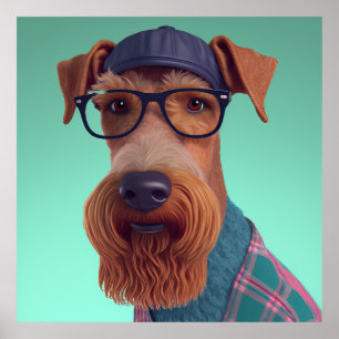 Airedale Terrier Hipster Dog Poster