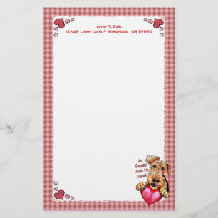 Airedale Terrier Holds My Heart Valentine's Day Stationery