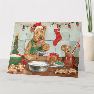 Airedale Terrier Holiday Baking: Festive Christmas Card