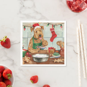Airedale Terrier Holiday Baking: Festive Christmas Napkin