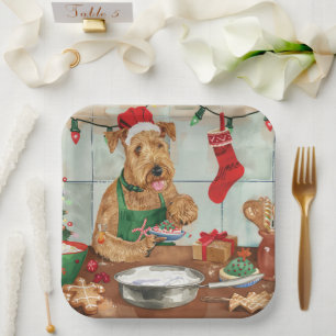 Airedale Terrier Holiday Baking: Festive Christmas Paper Plate