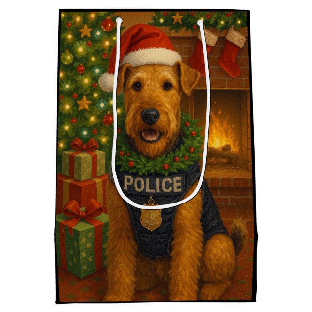 Airedale Terrier Holiday  Medium Gift Bag (Back)