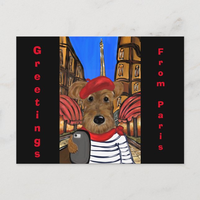 Airedale Terrier Holiday Postcard (Front)