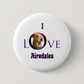 Airedale Terrier I Love 6 Cm Round Badge