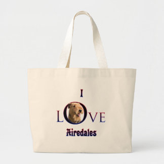 Airedale Terrier I Love Large Tote Bag