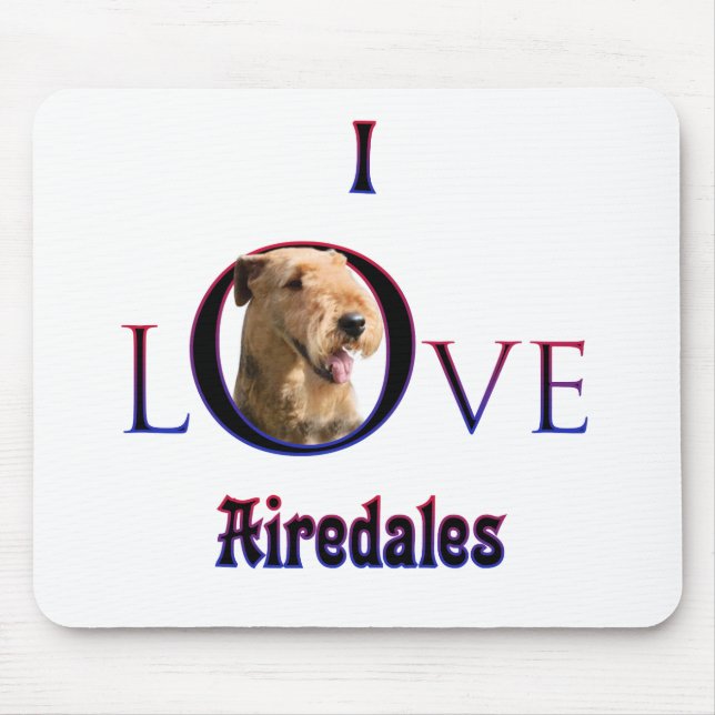 Airedale Terrier I Love Mouse Mat (Front)