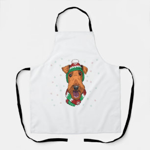 Airedale Terrier in christmas hat Apron