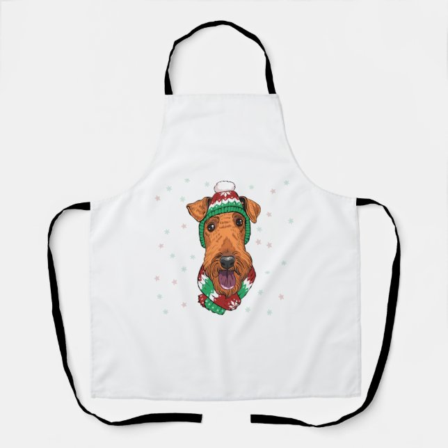 Airedale Terrier in christmas hat     Apron (Front)
