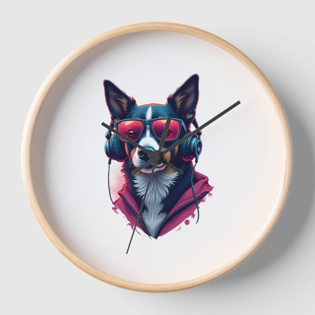 Airedale Terrier in christmas hat  Clock (Front)