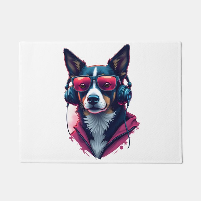 Airedale Terrier in christmas hat  Doormat (Front)