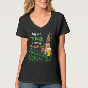 Airedale Terrier Kiss Me I'm Irish Or Drunk Or Wha T-Shirt