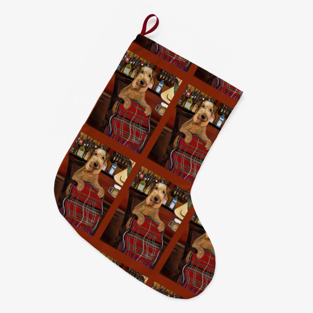 Airedale Terrier     Large Christmas Stocking (Front (Hanging))
