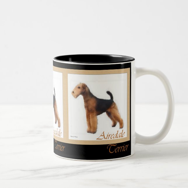 Airedale Terrier Lovers Gifts Two-Tone Coffee Mug (Right)