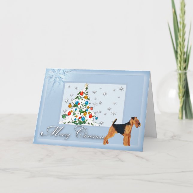 Airedale Terrier Merry Christmas Holiday Card (Front)