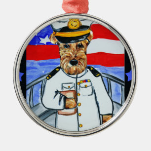 AIREDALE TERRIER METAL TREE DECORATION