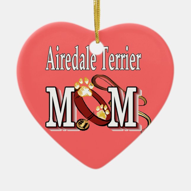 Airedale Terrier MOM Ceramic Tree Decoration (Front)