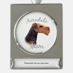 Airedale Terrier Mum 2 Silver Plated Banner Ornament