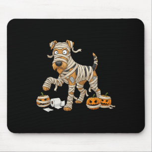 Airedale Terrier Mummy Pumpkin Halloween Kids Mens Mouse Mat