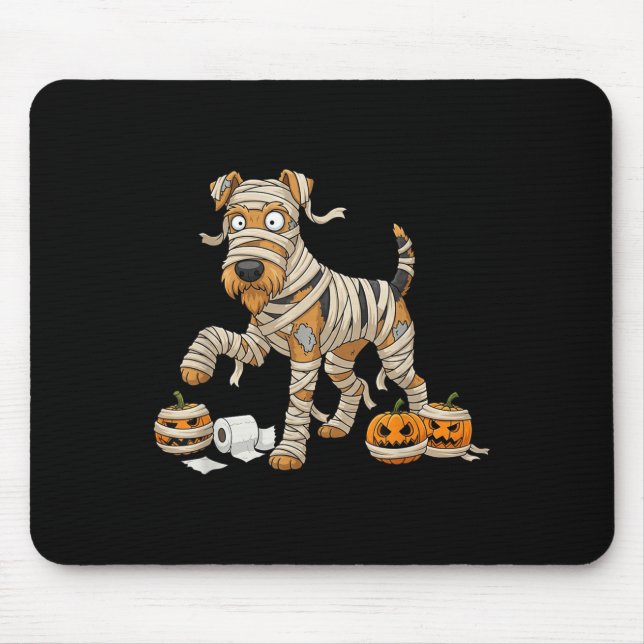 Airedale Terrier Mummy Pumpkin Halloween Kids Mens Mouse Mat (Front)