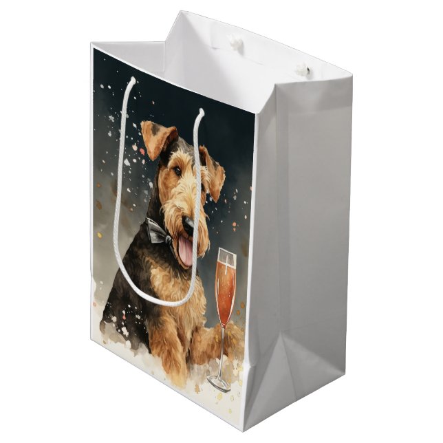 Airedale Terrier New Year  Medium Gift Bag (Front Angled)