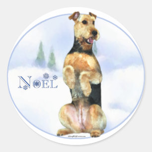 Airedale Terrier Noel Classic Round Sticker