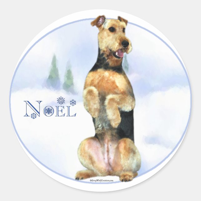 Airedale Terrier Noel Classic Round Sticker (Front)
