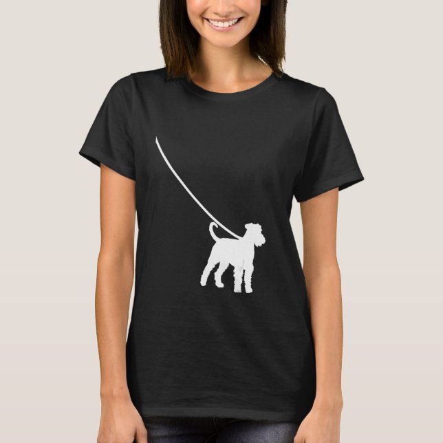 Airedale Terrier on a Leash Dog  Mum Dad Pet Cute T-Shirt (Front)