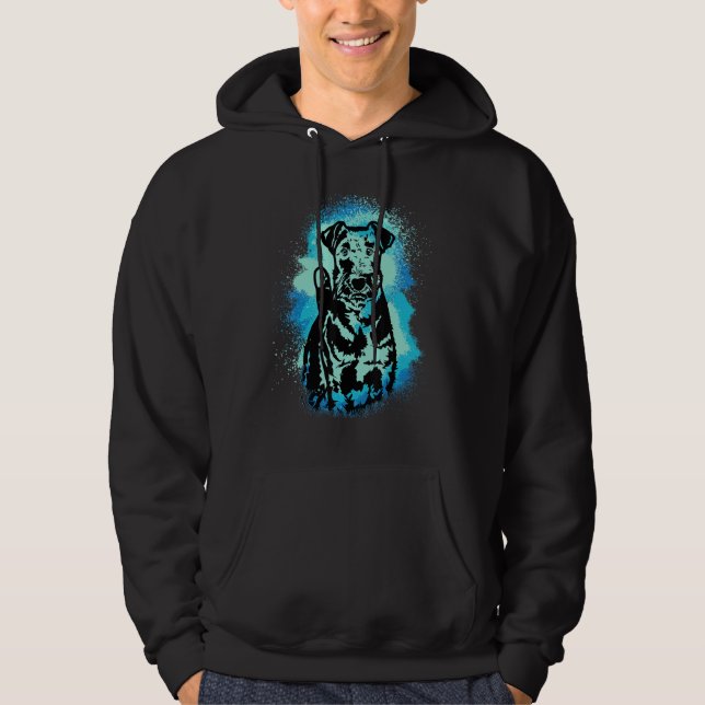 Airedale Terrier Paint Blue Design Dog Mom Dad_1 Hoodie (Front)