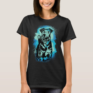 Airedale Terrier Paint Blue Design Dog Mum Dad_1 T-Shirt