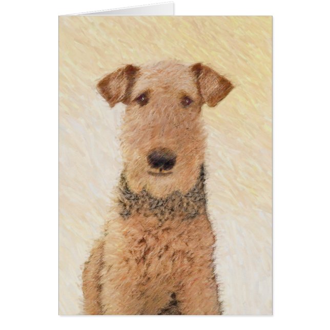 Airedale Terrier Painting - Cute Original Art (Front)