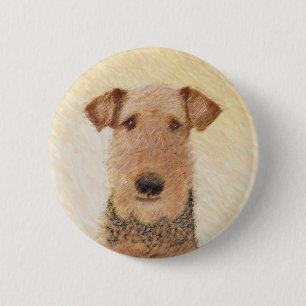 Airedale Terrier Painting - Cute Original Art 6 Cm Round Badge