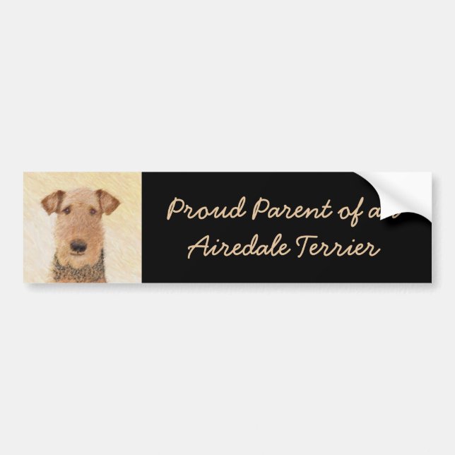 Airedale Terrier Painting - Cute Original Art Bumper Sticker (Front)