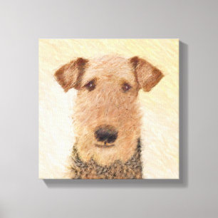 Airedale Terrier Painting - Cute Original Art Canvas Print