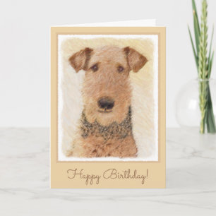 Airedale Terrier Painting - Cute Original Art Card
