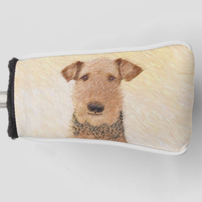 Airedale Terrier Painting - Cute Original Art Golf Head Cover (Front)